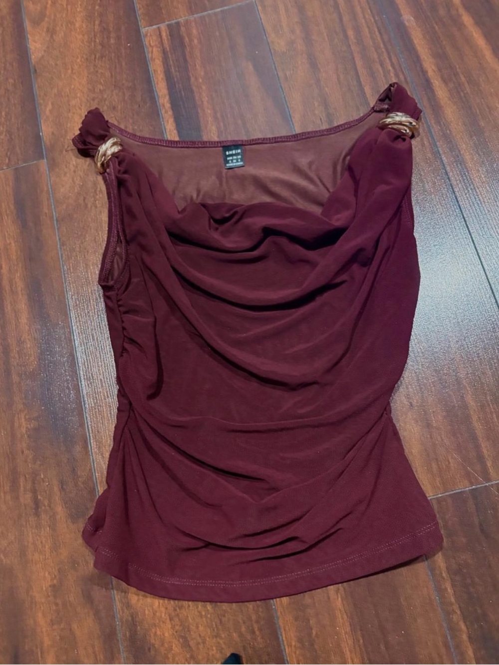 Women’s Burgundy Cowl Neck Tank with Twist-Strap Detail